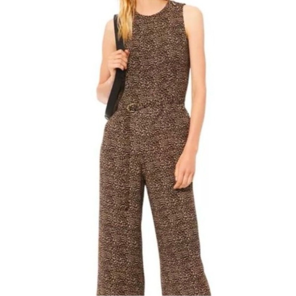 NEW Michael Kors Camel Brown Belted Sleeveless Jumpsuit Size 8